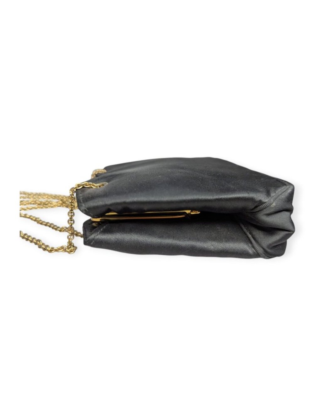 Ande Classic Black Shoulder Evening Bag with Adjustable Gold Tone Chain Strap - Picture 11 of 15